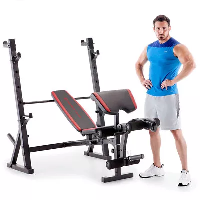 Marcy Deluxe Olympic Weight Lifting Bench | MKB-957 Adjustable Squat Rack Frame • $349.99