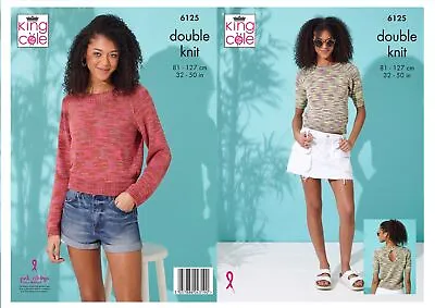 King Cole Ladies Double Knit DK Knitting Pattern Sweater And Top 6125 • £4.99