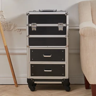 Large Makeup Beauty Cosmetic Case Vanity Trolley Box Nail Hairdressing Storage • £85.95