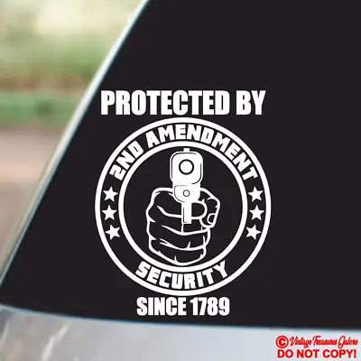 Protected By 2nd Amendment Security - Vinyl Decal Sticker Sign Home Door Window • $2.99