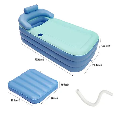 $50 • Buy Inflatable Adult PVC Folding Portable Blow Up Bathtub Bath Tub Spa Warm Blue