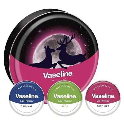 Vaseline REINDEER Trio Lip Therapy Tin Gift Set Moonlit Kiss Edition💥🎄🦌🎁💥 • £10.99