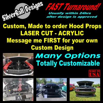 Custom Car Show Hood Prop - Laser Cut Acrylic  - Car Truck JDM Hot Rod • $39.95