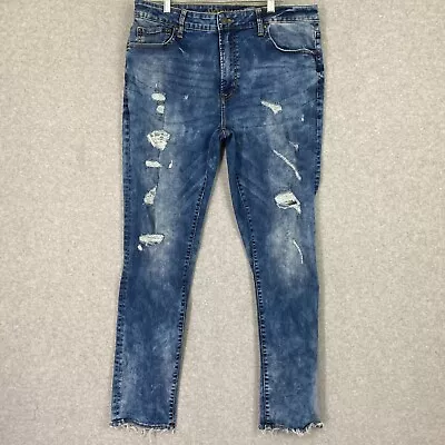 American Eagle Jeans Mens 36x32 Blue Slim Distressed Straight Extreme Flex Denim • $19.88