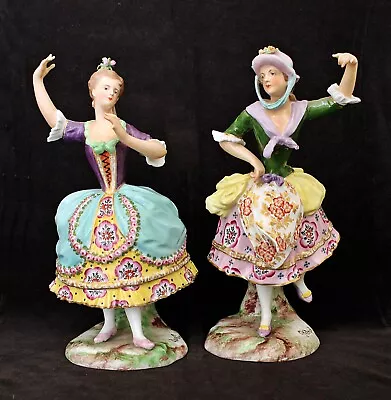 Pair Vintage Porcelain Figures  Pitrot & Asselin  18th C French Ballet Interest • £19.95