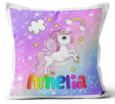 Personalised Any Name Unicorn Design Cushion Printed Birthday Gift 582 • £11.99