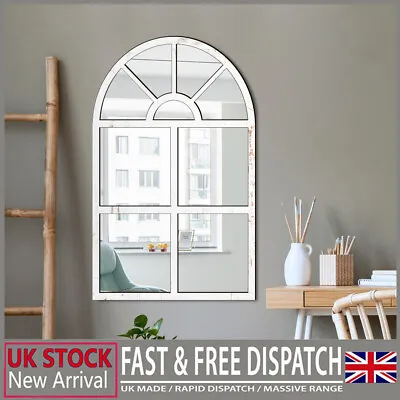 Window Style Mirror Home Decoration Wall Mounted Vintage Art Room Hallway Arch • £14.24