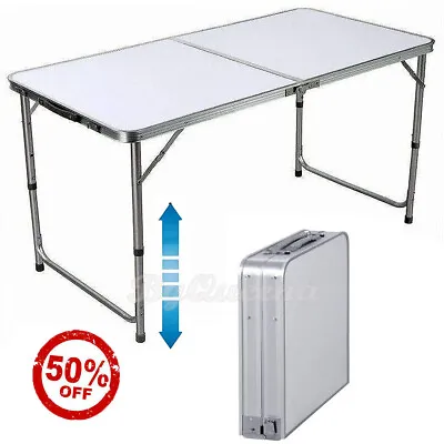 4ft Folding Table Camping Garden Fold Away Dining Serving Tables Buffet Car Boot • £21