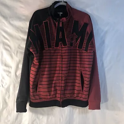 Miami Heat NBA Red & Black Nylon Stripped Zipper Jacket XL Medium Weight • $24