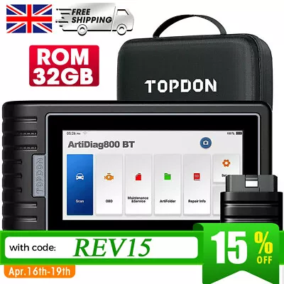 TOPDON ArtiDiag800BT Car Diagnostic Tool OBD2 Scanner ALL System Bluetooth TPMS • £245.99