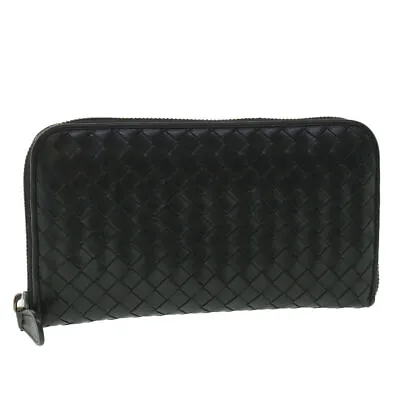 BOTTEGAVENETA INTRECCIATO Long Wallet Leather Black Auth 55671 • $477.15