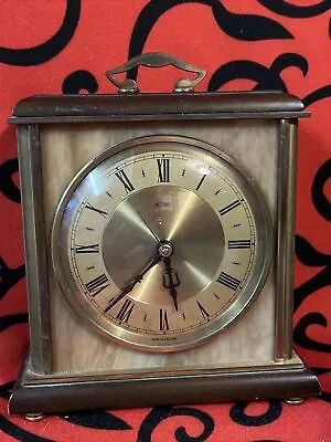 £18 • Buy Vintage 1960s Metamec C Battery Mantle Clock Brass Marble Wood 19cm Working