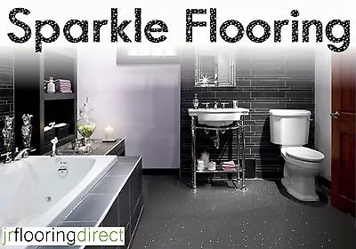 £49.95 • Buy GREY Sparkly Flooring / Glitter Effect Vinyl Floor. Sparkle Lino - JRFGR