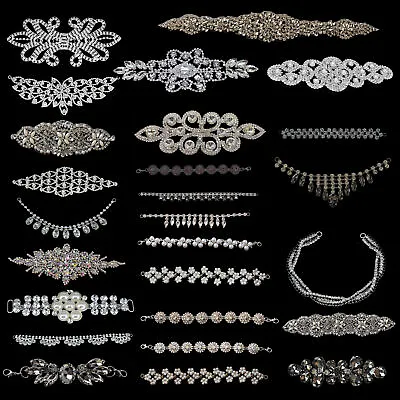 £9.59 • Buy Various Designs Diamante Sew On Motifs Bridal Gown Rhinestone Glue On Appliques