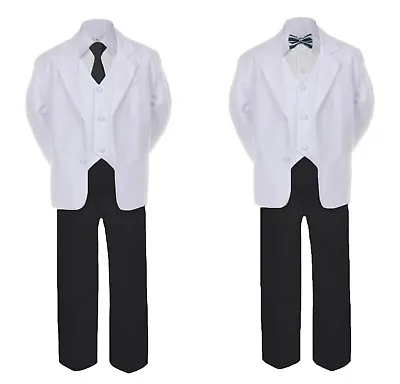 $38.99 • Buy 6pc Baby Toddler Boy Teen Formal Black White Necktie Suit Satin Bow Tie Sz Sm-4T