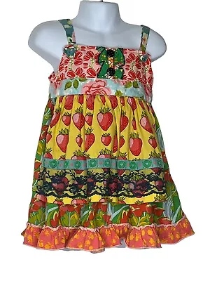 Matilda Jane Good Hart Knot Dress Sz 2T Strawberry Apron • $25