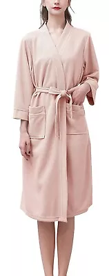 FEOYA Women S Waffle Dressing Gown Lightweight Kimono Spa Pink Size XL • £22.99