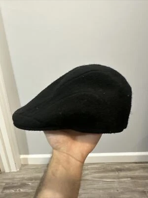 $29.95 • Buy Kangol Flat Cap Wool Style 507 With Kangaroo Logo Sz L Black