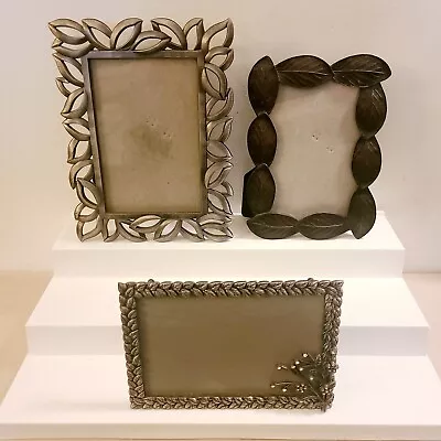 Lot Of 3 Vintage Ornate Metal & Glass Picture Photo Frames 5x7 - 4x6 • $24.98