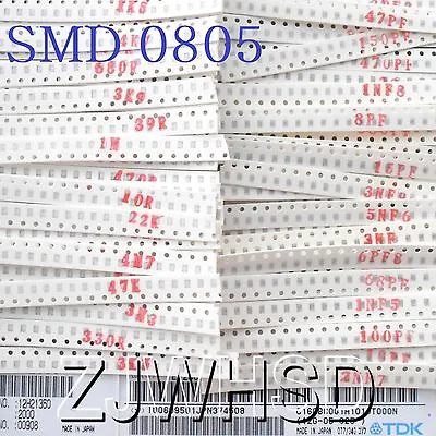 2300pcs SMD 0805 (0Ω-10MΩ)50value Resistor +(2.2pf-1uf)40value Capacitor Kit Set • $13.98