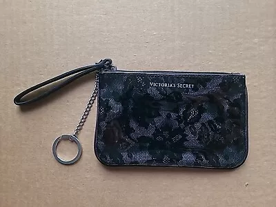 Victoria's Secret Black Lace Design Patent Leather Style Coin Purse W/Key Chain • $10