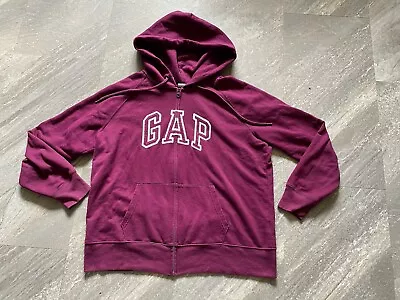 Women's Full Zip Cotton Gap Hoodie Size XL Size 16  In Raspberry Next Day Post! • £11.99