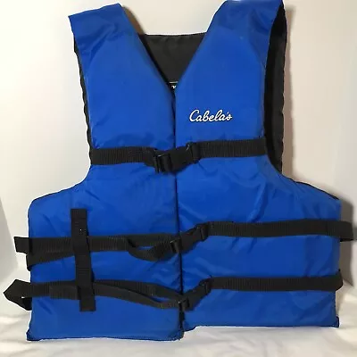 Cabela's Boating Skiing Life Vest Adult Chest Size 30-52” Blue Type III PFD • $19.99