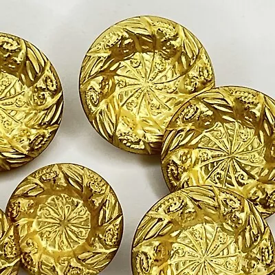 8 Vintage Brass Gold Color Button Lot Fancy Pinwheel Hollow Shank FA • $7.75