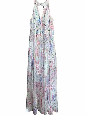 White N Pink/blue Floral City Chic Maxi Dress Xs 14-16 • $20