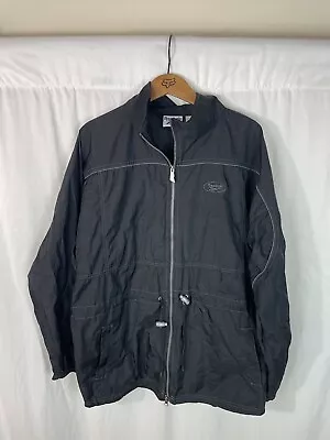 Vintage Reebok Windbreaker Size Large Black Nylon Full Zip VTG Jacket • $17.99