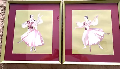 VTG Bernard Picture Co. Genuine Airbrush Water Color - Ballet Dancers - Set Of 2 • $125