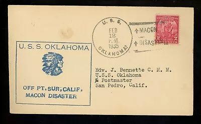 US Postal History Airmail Zeppelin U.S.S. Macon # 2/12/35-C84.1 1935 BB-37 • $32.99