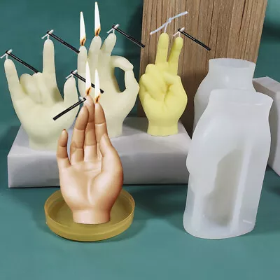3D Gesture Candle Molds Silicone Resin Pillar Soap Plaster Wax Making Moulds UK • £6.04