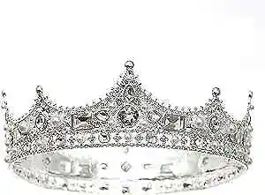  King Crown For Men Crystal Pearl Wedding Tiaras Birthday Party Round Crowns  • $31.97