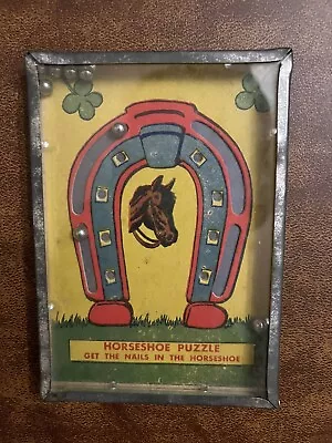 Vintage Horseshoe Puzzle Toy Get The Nails In The Horseshoe • $19.25