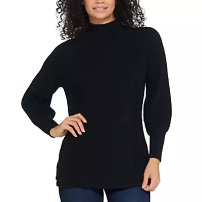 Isaac Mizrahi Live! Bishop Sleeve Engineered Stitch Sweater Black • $22.39