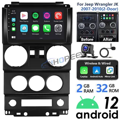 9  Android Carplay Car Stereo For Jeep Wrangler JK 2007-2010 GPS Navi Radio +Cam • $139.99