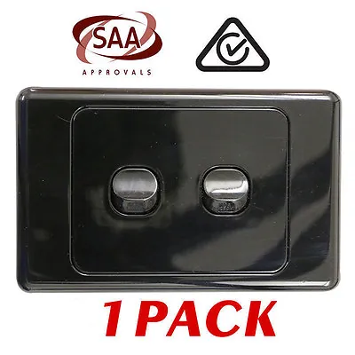 1 X 2 Gang BLACK Wall Switch - 2 Way Switching - Electrical Light Switch - SAA • $4.99
