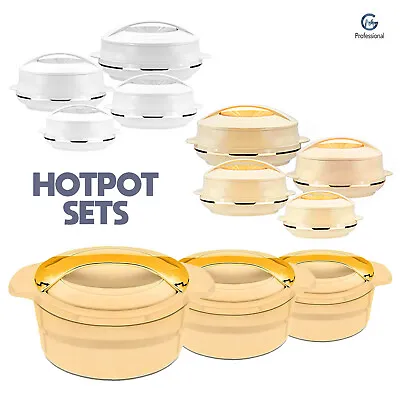 £26.95 • Buy 3pc 4pc Insulated Hot Pot Warming Dish Casserole Pan Food Serving Bowl Lid Set