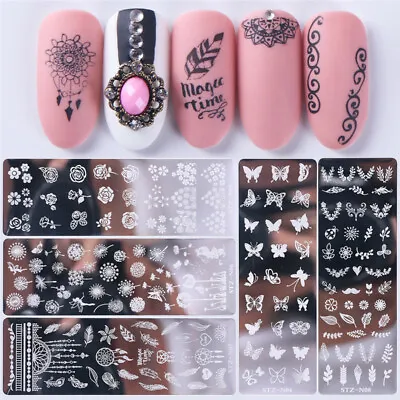 Nail Stamping Template Flower Geometry Animals DIY Manicure Nails Art Stamp Tool • £2.75