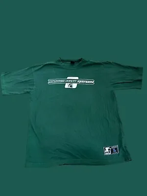 Michigan State Spartans Starter Spell Out VTG Green Shirt Large • $1