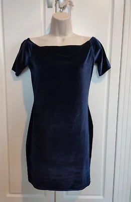 Boohoo Women Short Party Dress Blue Velvet Size UK 10 Pre-owned • £6.50
