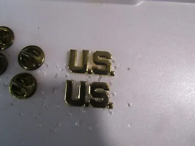 Military Insignia Gold Color Pin On Collar Set Of 2 Us Officer Plain No Disc • $4.99