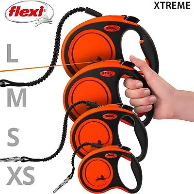 Flexi Xtreme Tape Orange & Black Retractable Dog Leash/Lead Pet Accessory • £23.21