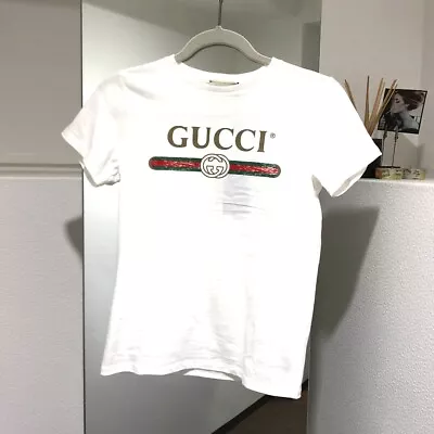 $451 • Buy UNUSED GUCCI Logo Print Vintage Logo Damage Processing Tshirt 503628