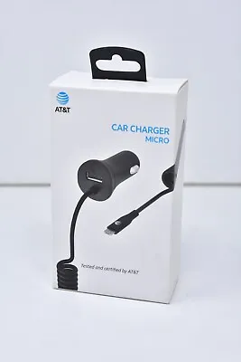 AT&T Rapid Micro USB Car Charger 4.8 Amp Extra USB Port 7ft Coiled Cable - NEW ! • $6.75