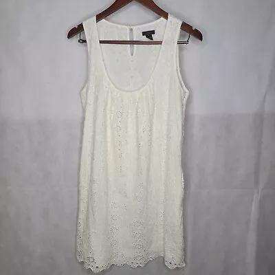 J. Crew Collection Short Shift Dress White Floral Eyelet Sleeveless Lined Pocket • $31.88