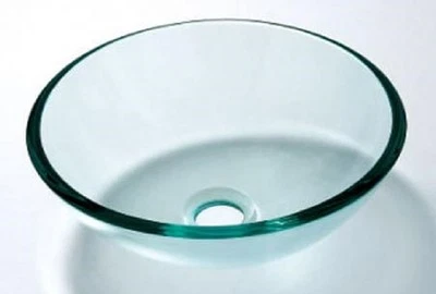£69.99 • Buy MEDIUM GLASS BASIN SINK WASH BOWL CLEAR BATHROOM CLOAKROOM COUNTERTOP 380mm