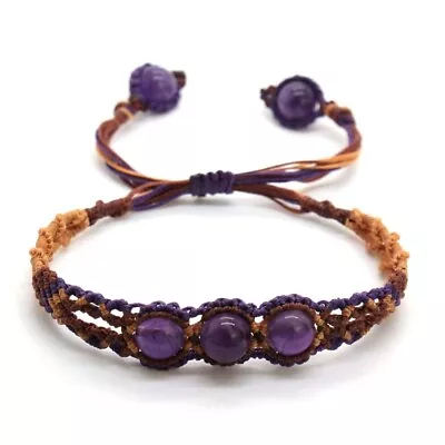 Handmade Rope Wrapped Braided Macrame Crystal Round Beads Stone Girls Bracelets • $4.89