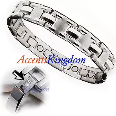 Accents Kingdom Mens Surgical Stainless Steel Magnetic Golf Bracelet J • $21.24